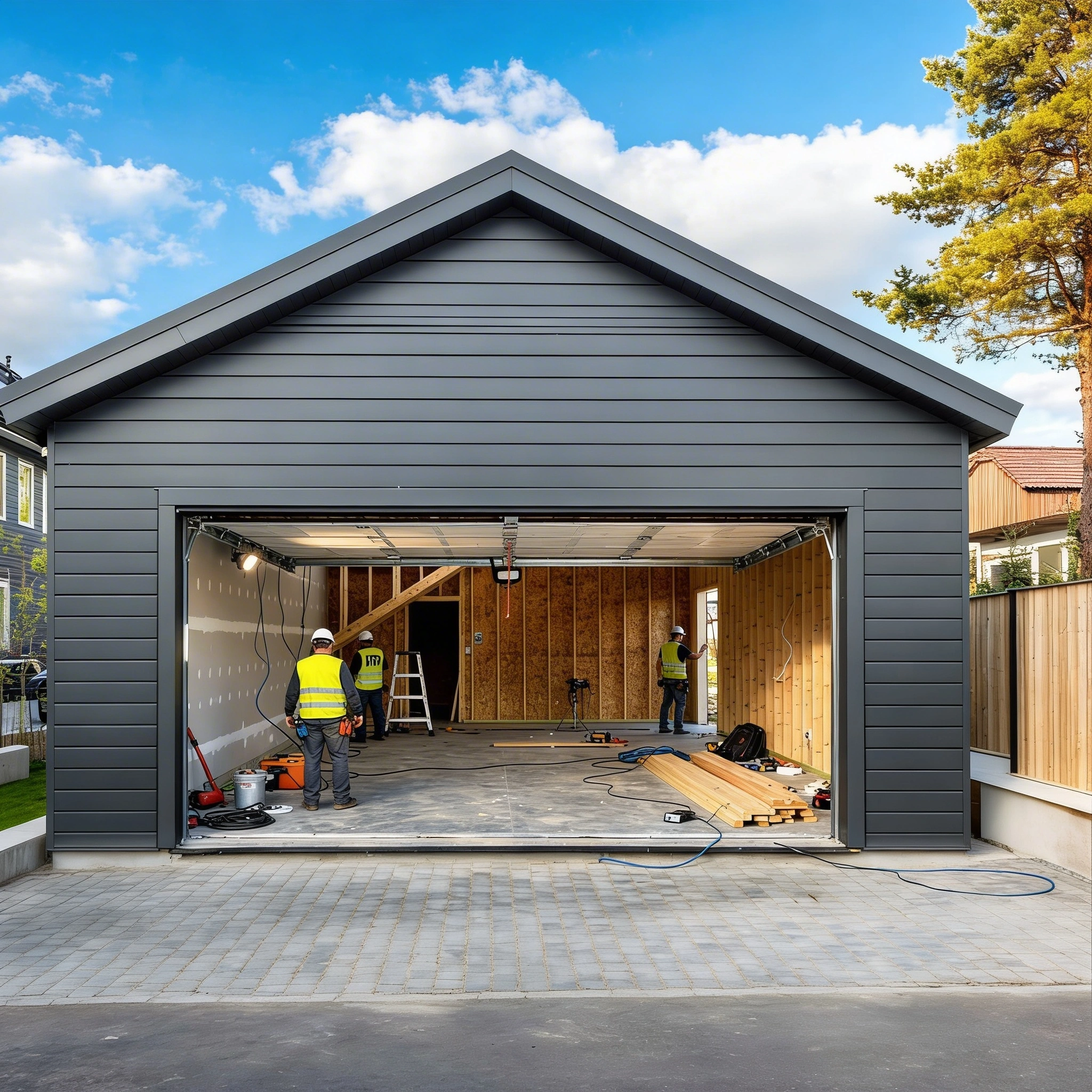Detached garage under renovation during ADU construction by Garage Conversion Pros in Los Angeles