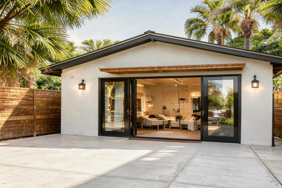 Detached garage converted into ADU living space by Garage Conversion Pros in Los Angeles